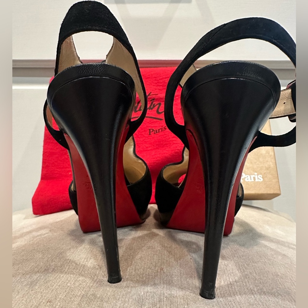 Christian Louboutin Black Suede Platform Heels - Picture 9 of 15